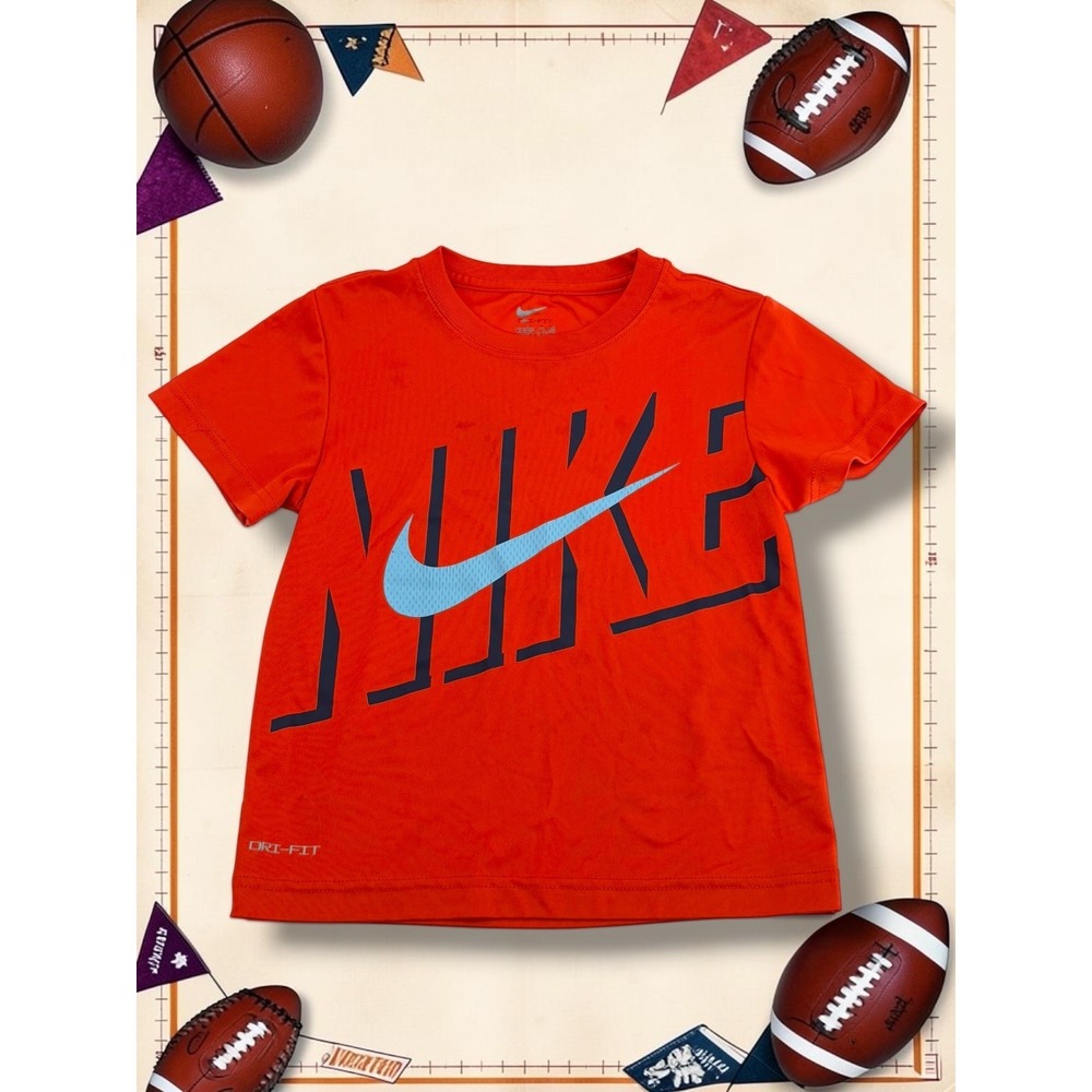 Nike Dri-FIT Graphic Logo Performance Short Sleeve Orange T-Shirt Kids Size 6